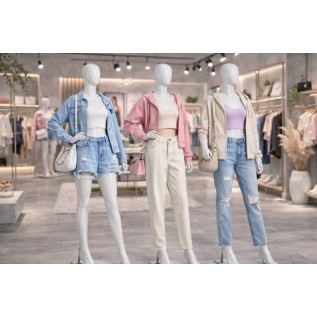 Манекен жіночий безликий М6007-3 білий глянець